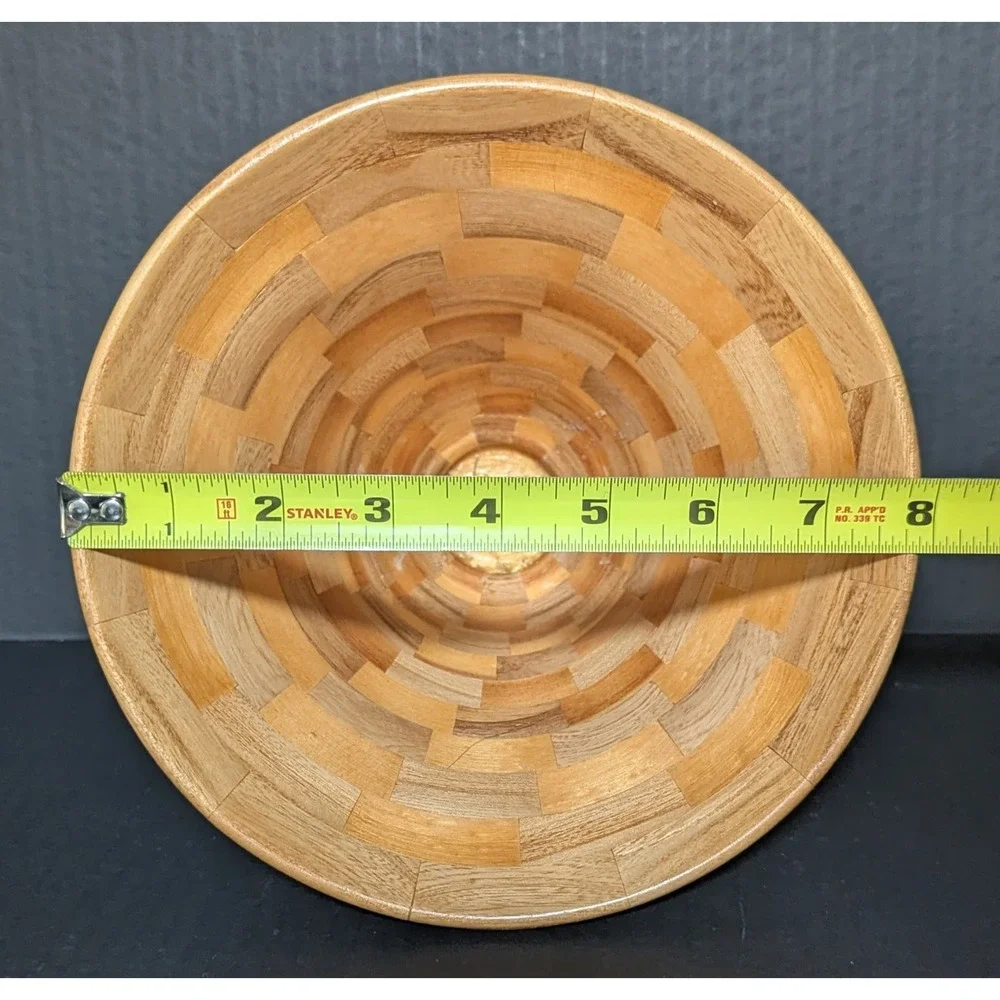 Vintage Hand Turned Segmented Elm/Pine Wood Bowl 6 3/4